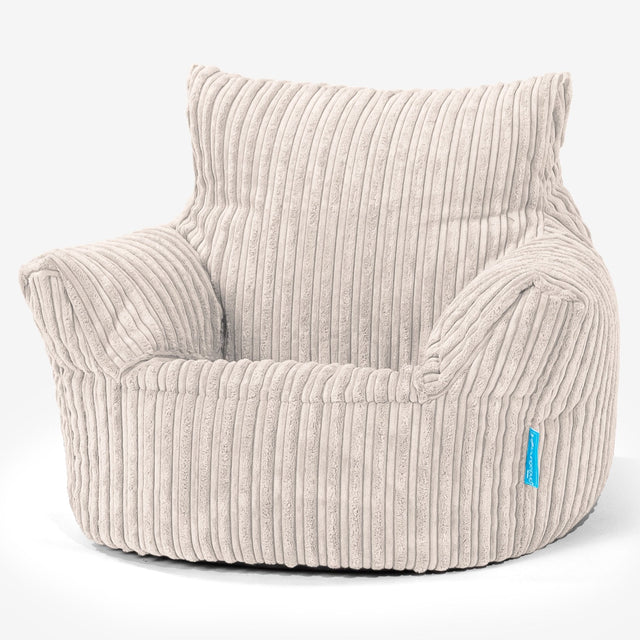 Kids Armchair Bean Bag for Toddlers 1-3 yr - Cord Ivory 01