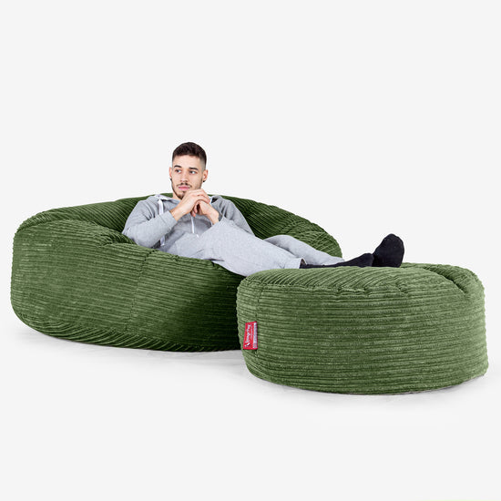 Mega Mammoth Bean Bag Sofa - Cord Forest Green 02