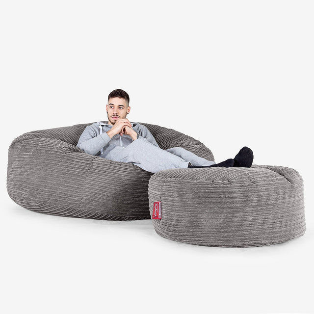 Mega Mammoth Bean Bag Sofa - Cord Graphite Grey 02