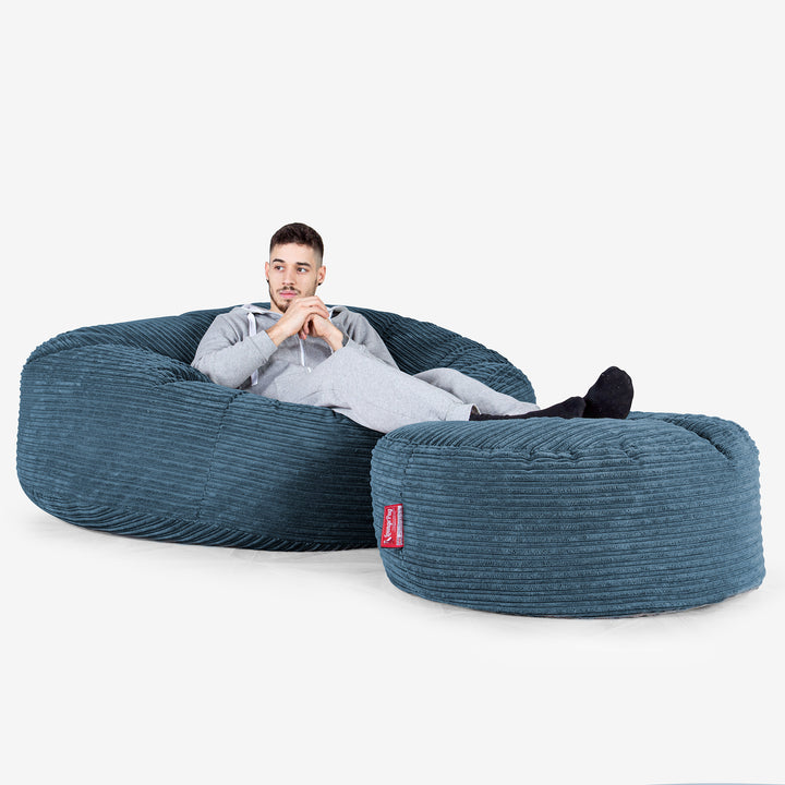 Mega Mammoth Bean Bag Sofa - Cord Navy Blue 02