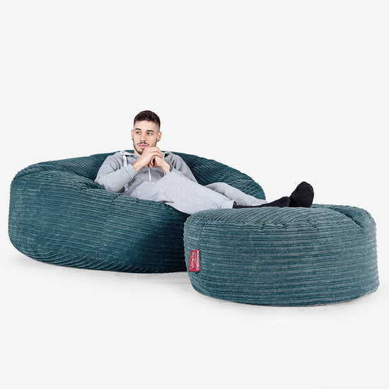 Mega Mammoth Bean Bag Sofa - Cord Teal Blue 02