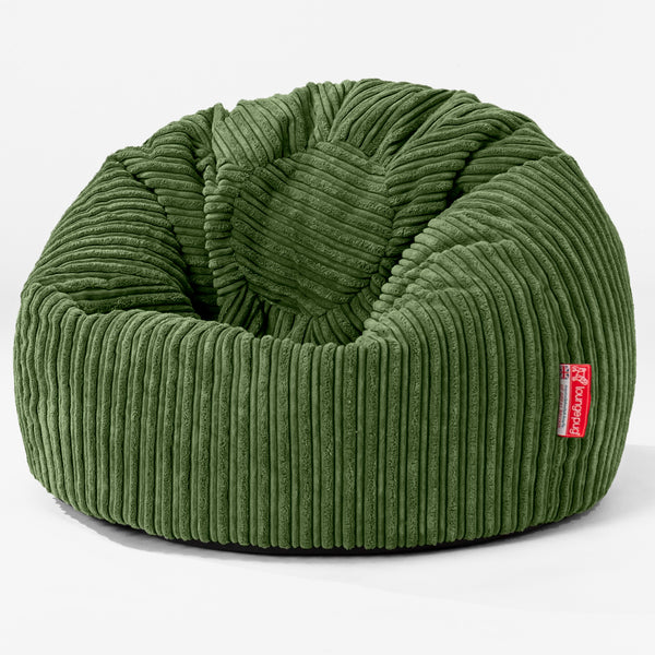 Children's Classic Bean Bag Chair - Cord Forest Green 01
