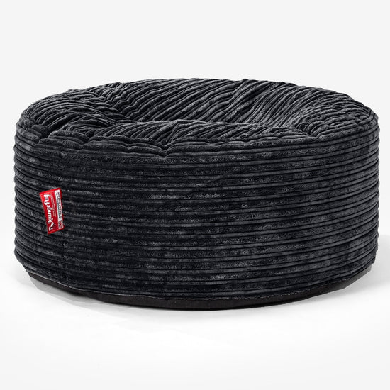 Large Round Pouffe - Cord Black 01