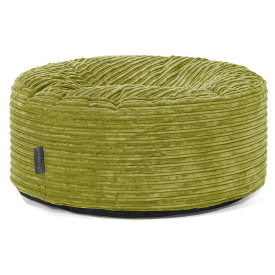 Large Round Pouffe - Cord Lime Green 01