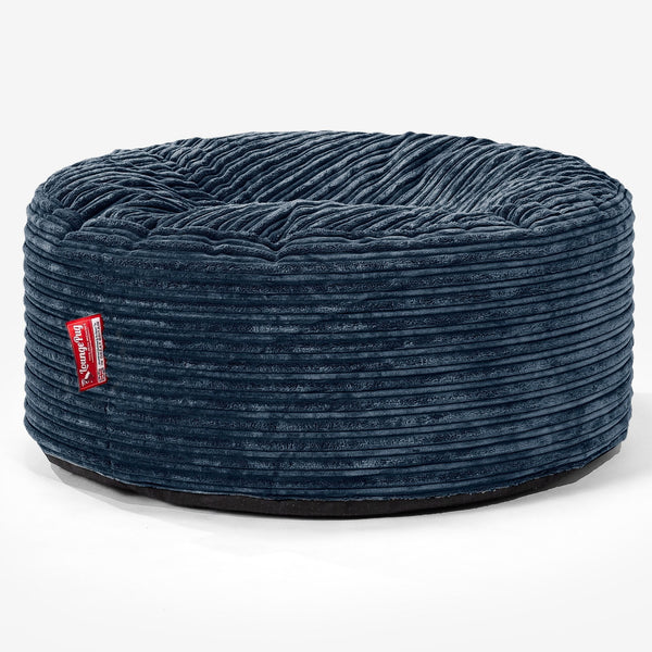 Large Round Pouffe - Cord Navy Blue 01