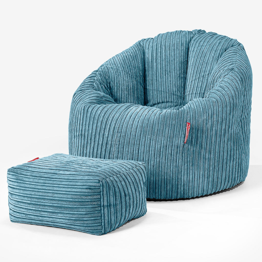 Cuddle Up Beanbag Chair - Cord Aegean Blue 02
