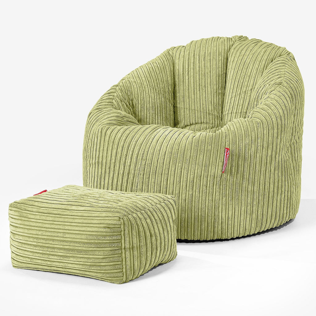 Cuddle Up Beanbag Chair - Cord Lime Green 02