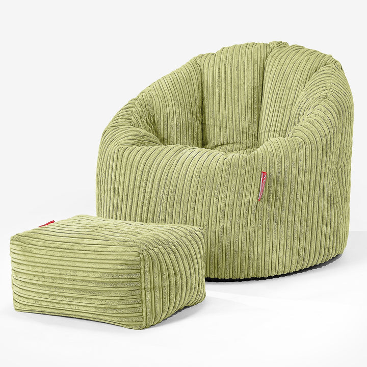 Cuddle Up Beanbag Chair - Cord Lime Green 02