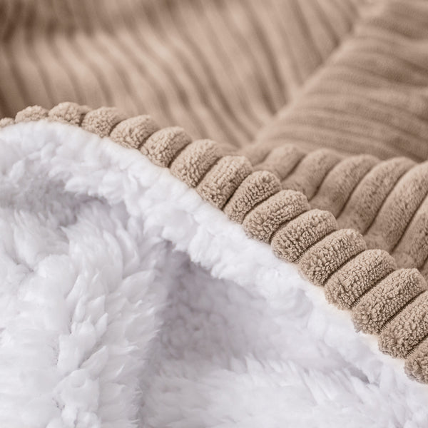 Sherpa Throw / Blanket - Cord Sand Fabric Close-up Image