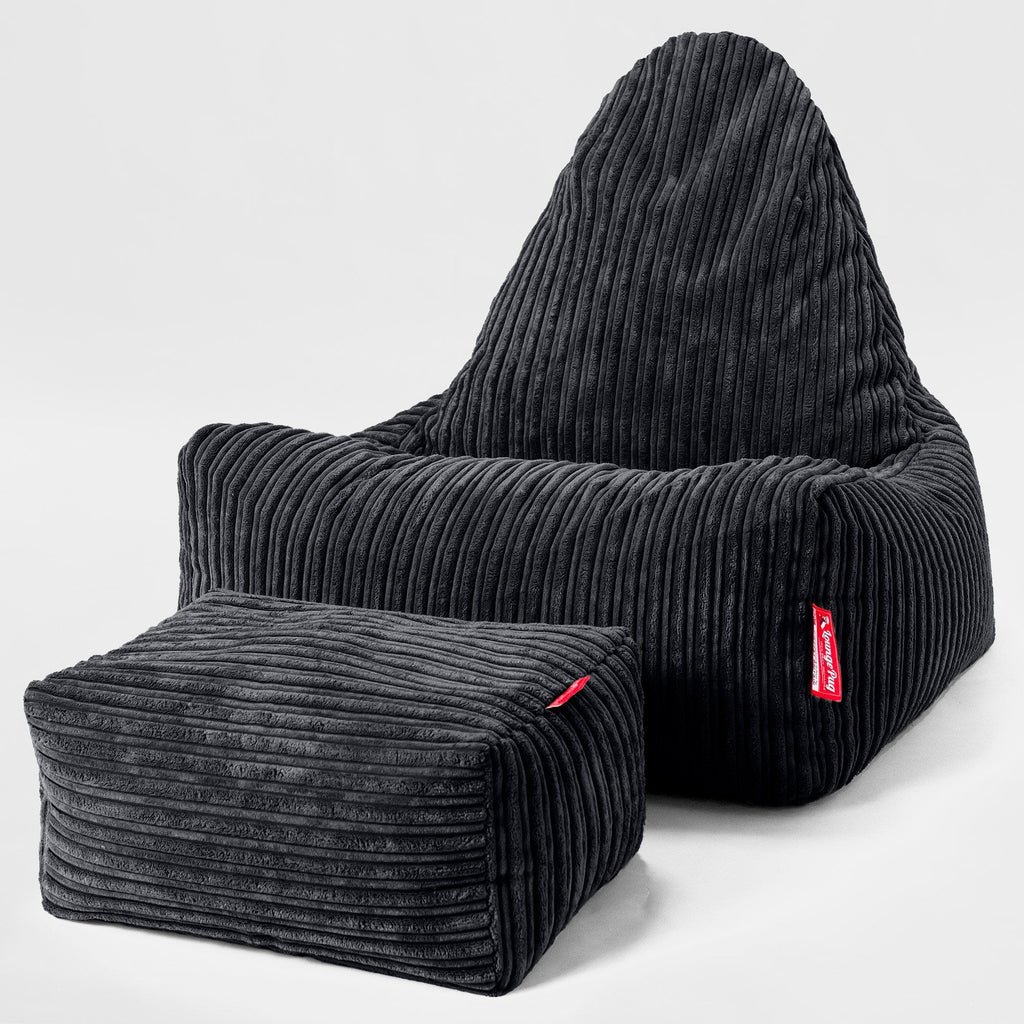 Scandi Lounger Bean Bag Chair - Cord Black 02