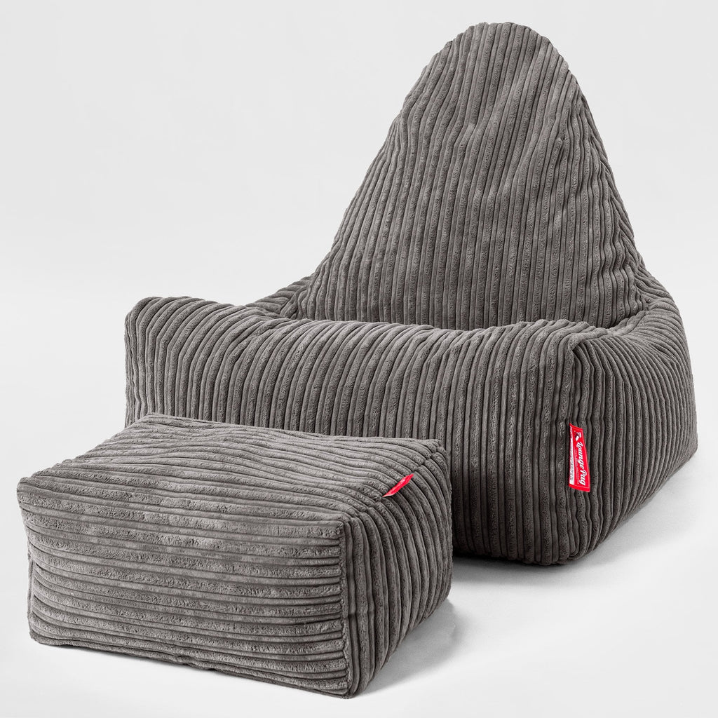 Scandi Lounger Bean Bag Chair - Cord Graphite Grey 02