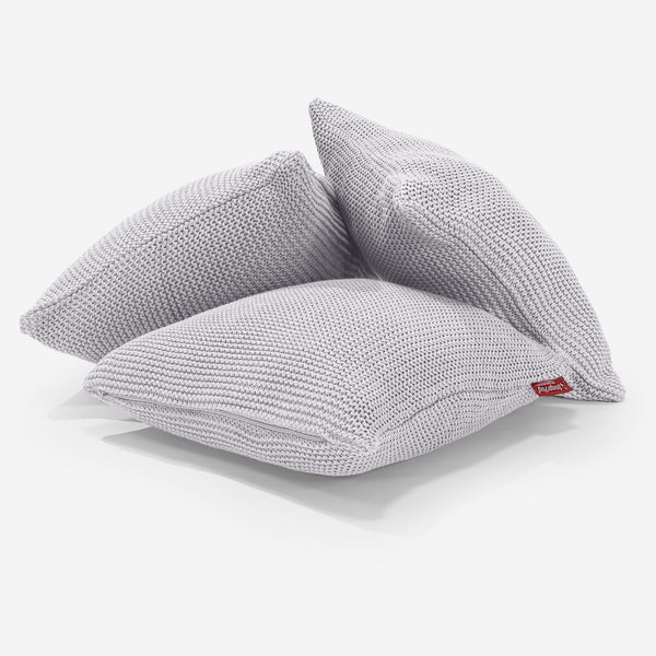 Decorative Cushion Cover 47 x 47cm - Ellos Knitted Light Grey Fabric Close-up Image