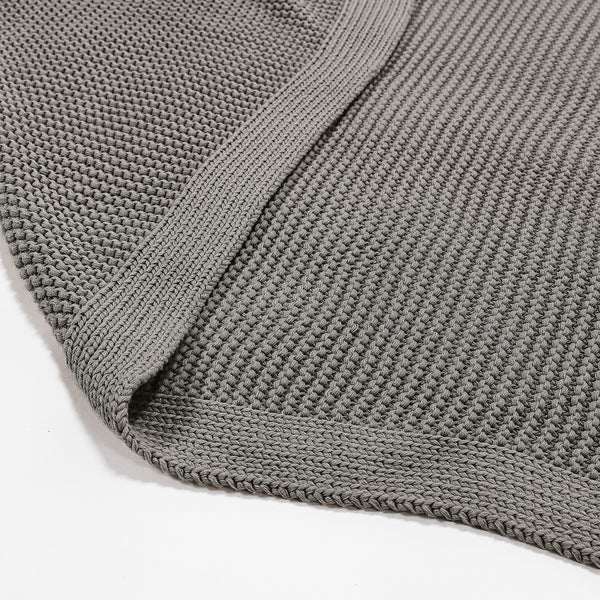 Throw / Blanket - Ellos Knitted Graphite Grey Fabric Close-up Image