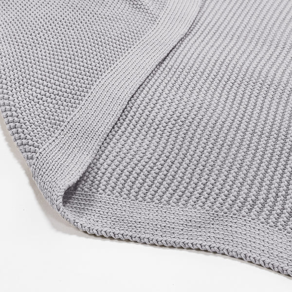 Throw / Blanket - Ellos Knitted Light Grey Fabric Close-up Image