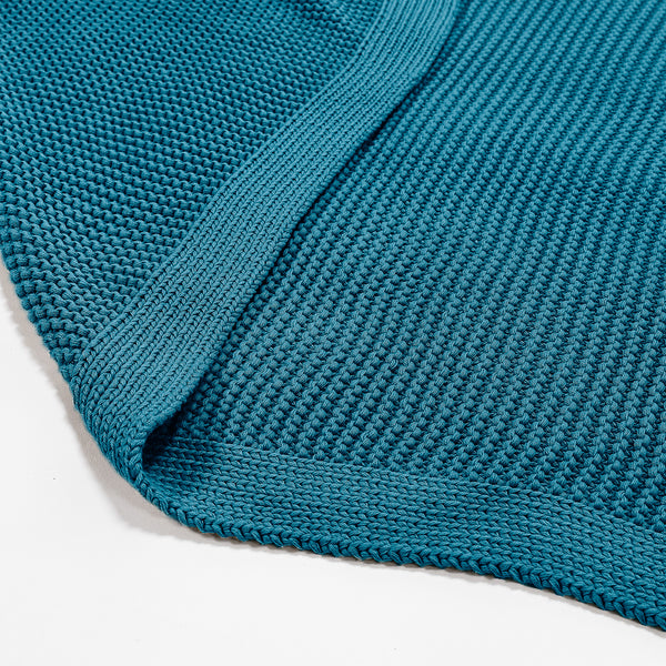 Throw / Blanket - Ellos Knitted Petrol Blue Fabric Close-up Image