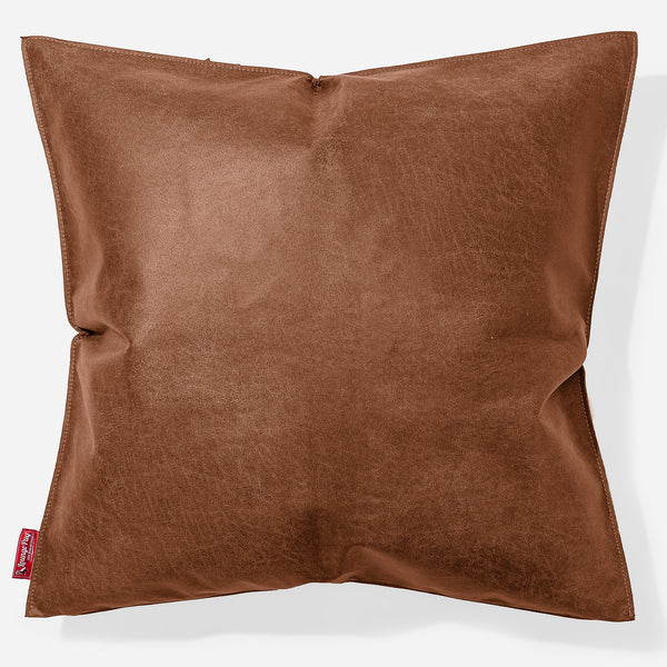 Extra Large Cushion 70 x 70cm - Distressed Leather British Tan 01