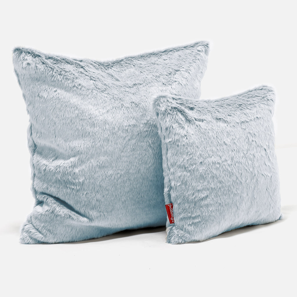 Extra Large Cushion 70 x 70cm - Faux Rabbit Fur Dusty Blue 02