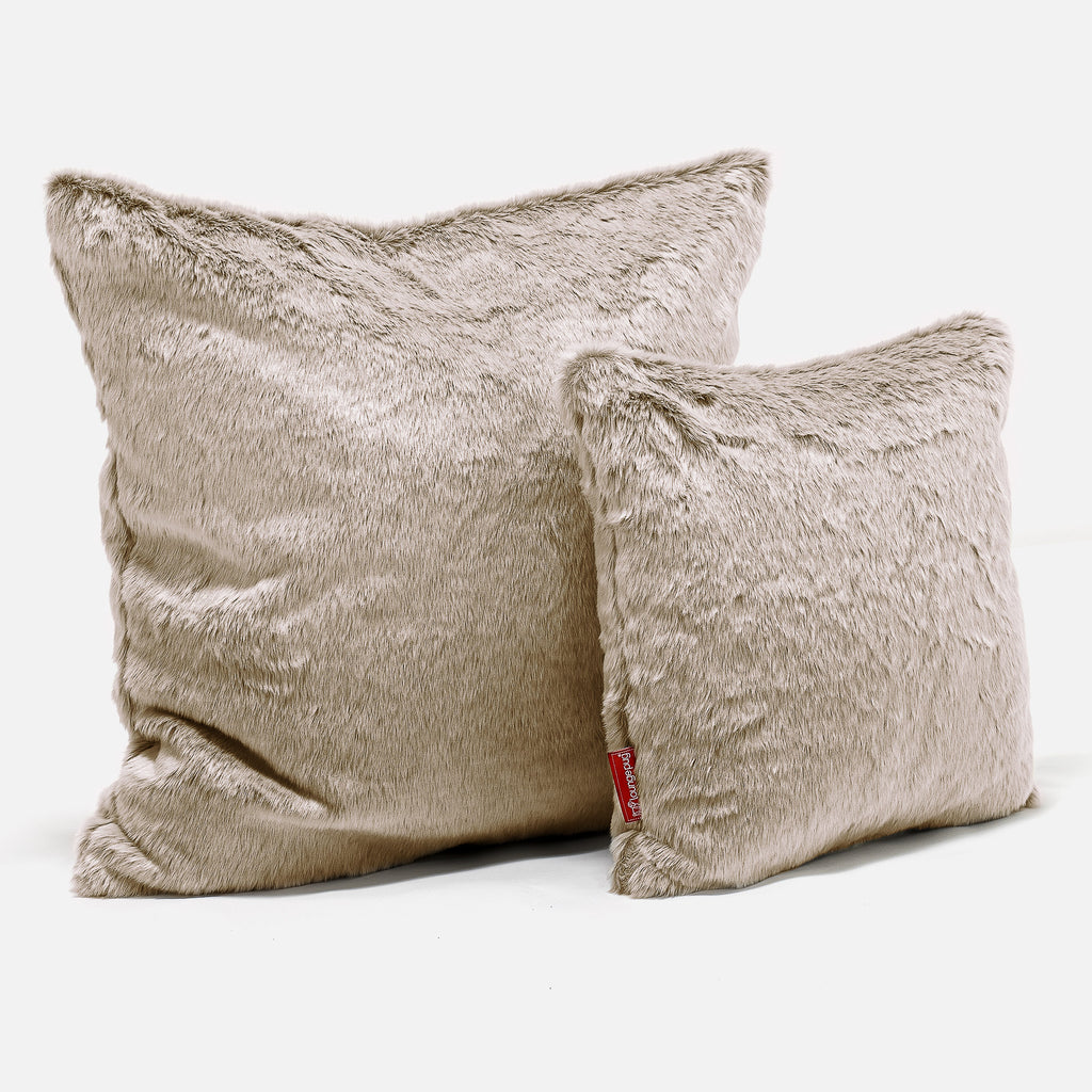 Extra Large Cushion 70 x 70cm - Faux Rabbit Fur Golden Brown 02