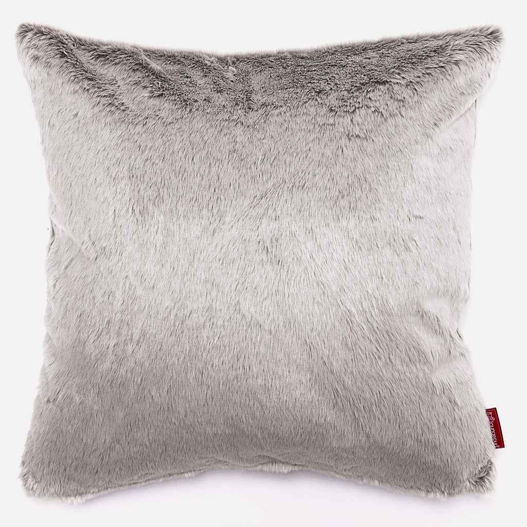 Extra Large Cushion 70 x 70cm - Faux Rabbit Fur Light Grey 01
