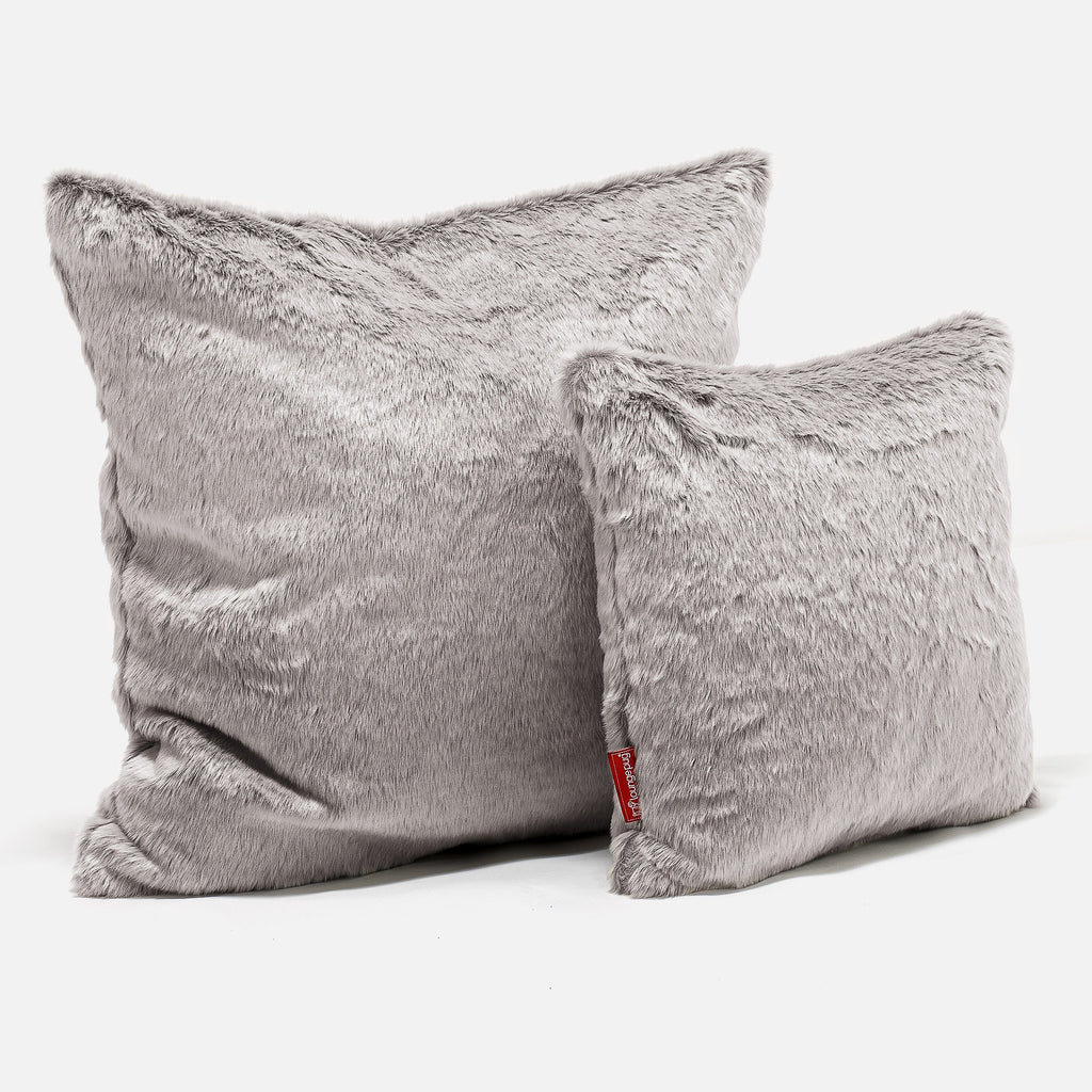 Extra Large Cushion 70 x 70cm - Faux Rabbit Fur Light Grey 02