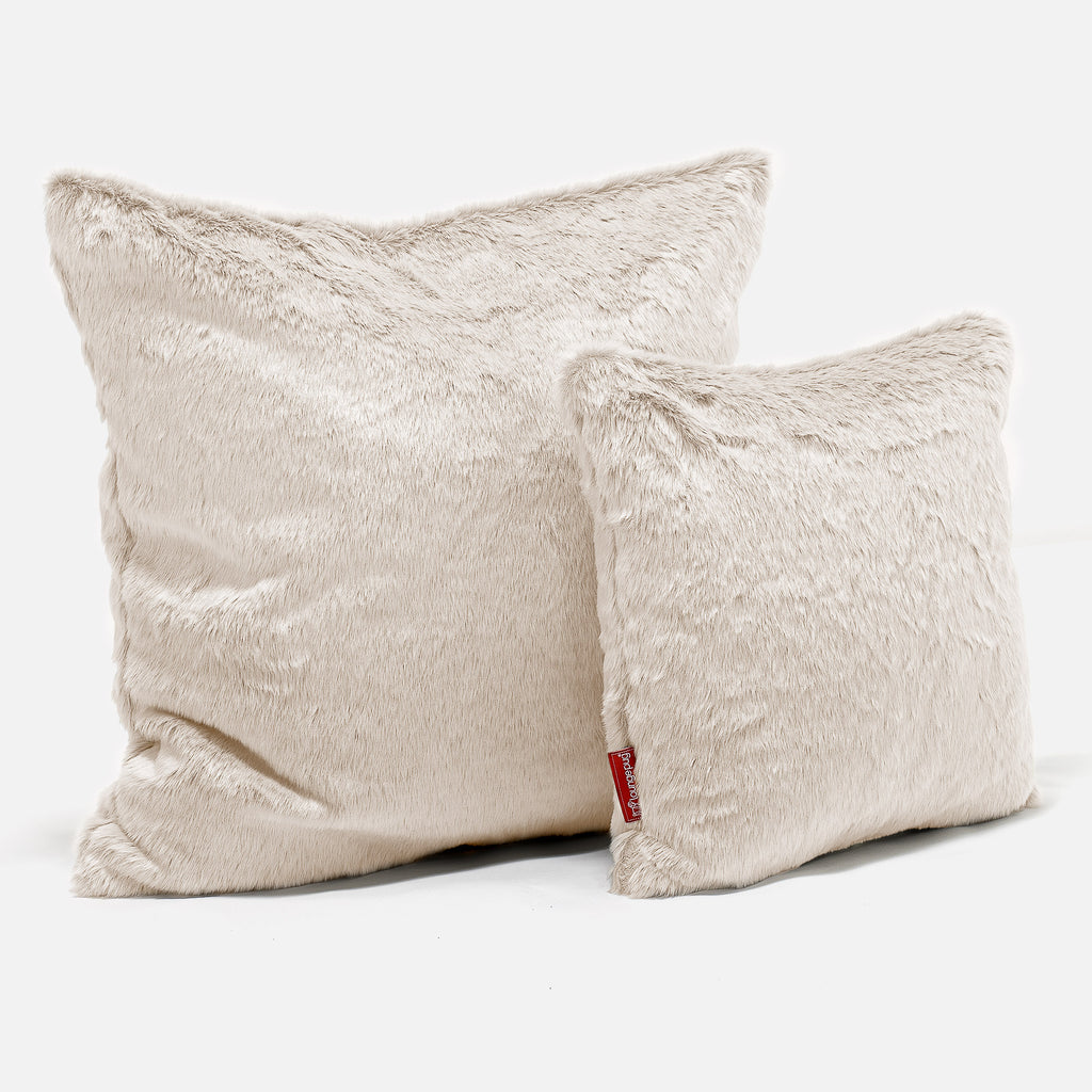 Extra Large Cushion 70 x 70cm - Faux Rabbit Fur White 02
