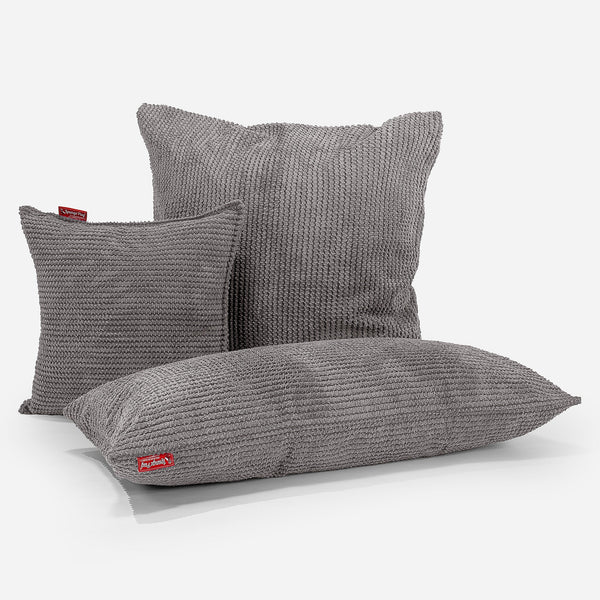 Extra Large Scatter Cushion Cover 70 x 70cm - Pom Pom Charcoal Grey Fabric Close-up Image