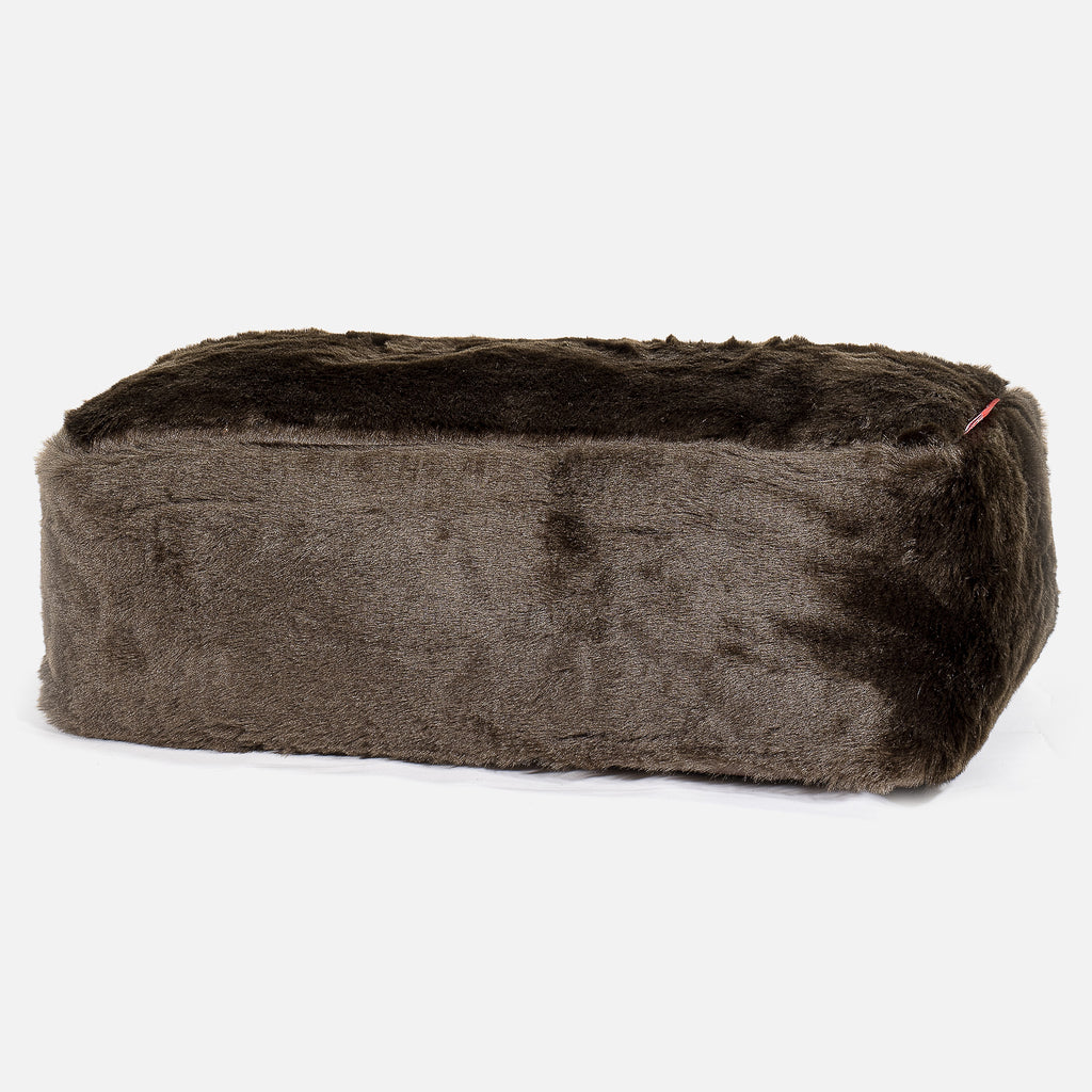 Large Footstool - Faux Fur Sheepskin Brown 01