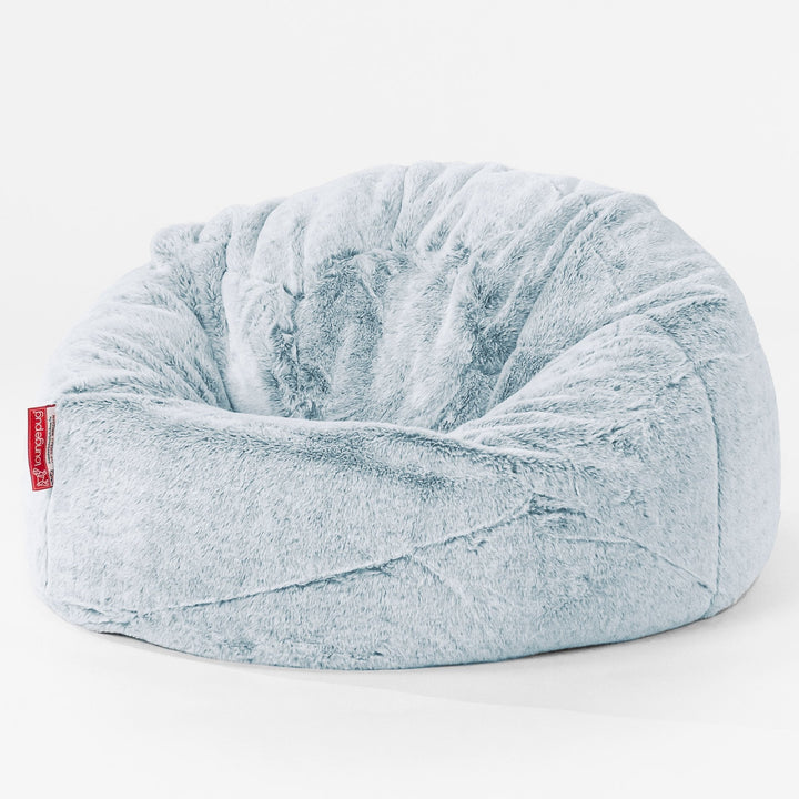 Children's Classic Bean Bag Chair - Faux Rabbit Fur Dusty Blue 01