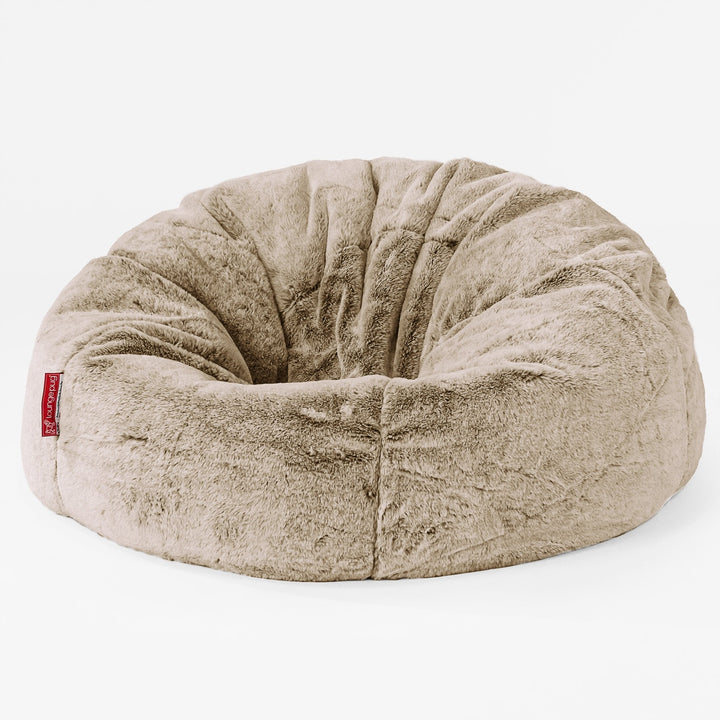 Classic Bean Bag Chair - Faux Rabbit Fur Golden Brown 01