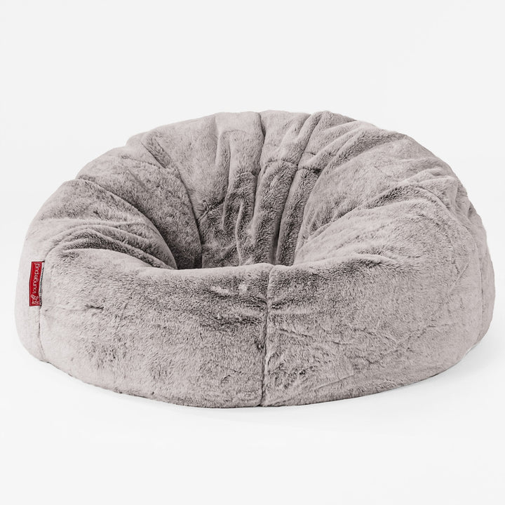 Classic Bean Bag Chair - Faux Rabbit Fur Light Grey 01