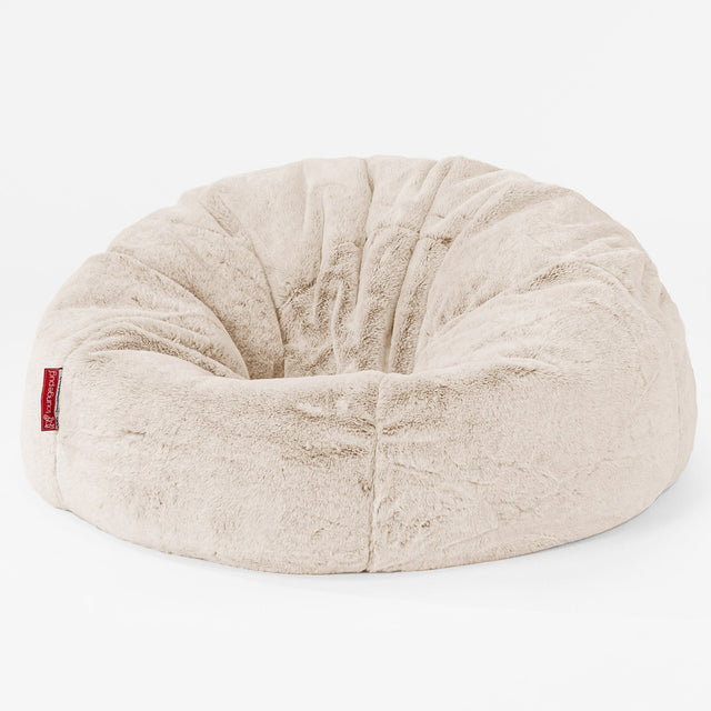 Classic Bean Bag Chair - Faux Rabbit Fur White 01