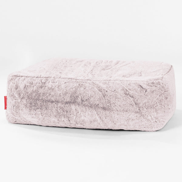 Large Footstool - Faux Rabbit Fur Dusty Pink 01