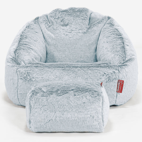 Bubble Bean Bag Chair - Faux Rabbit Fur Dusty Blue 01