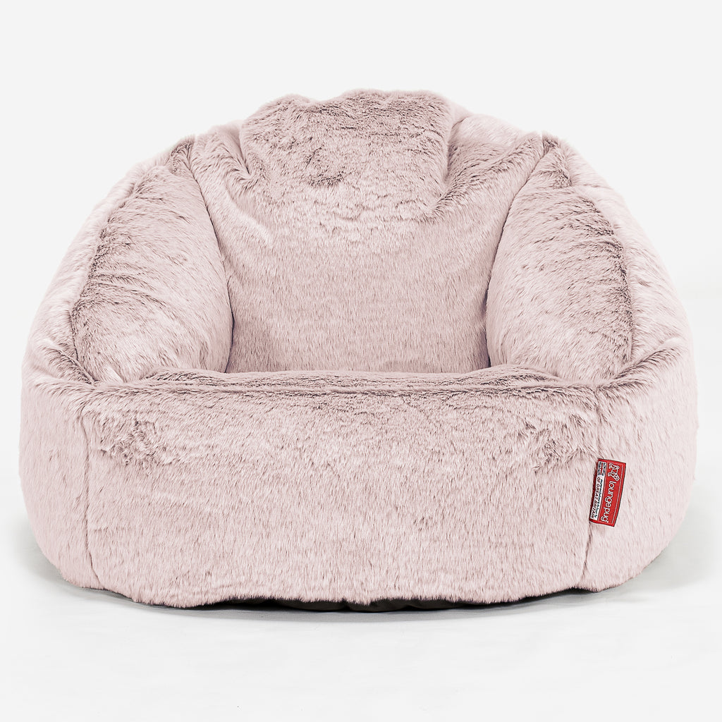 Bubble Bean Bag Chair - Faux Rabbit Fur Dusty Pink 01