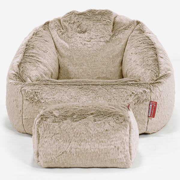 Bubble Bean Bag Chair - Faux Rabbit Fur Golden Brown 01