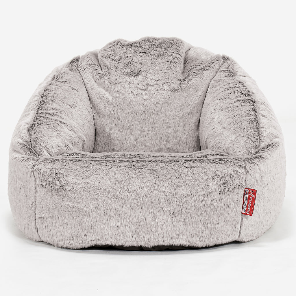 Bubble Bean Bag Chair - Faux Rabbit Fur Light Grey 01