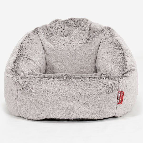Bubble Bean Bag Chair - Faux Rabbit Fur Light Grey 01