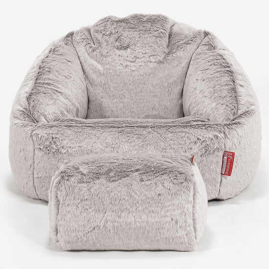 Bubble Bean Bag Chair - Faux Rabbit Fur Light Grey 02
