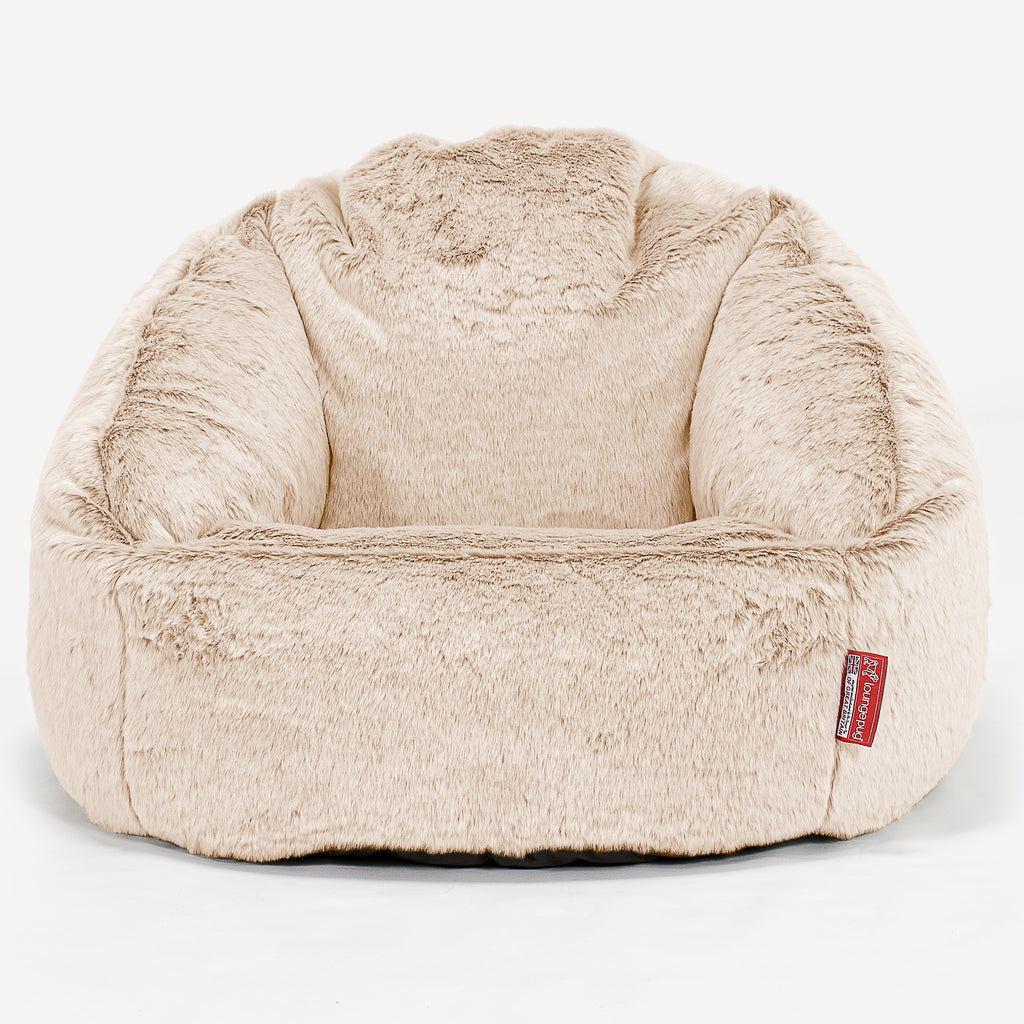 Bubble Bean Bag Chair - Faux Rabbit Fur White 01