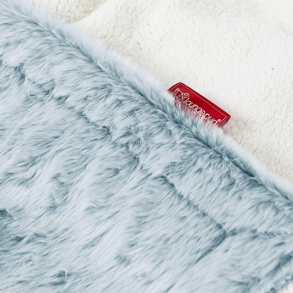 Sherpa Throw / Blanket - Faux Rabbit Fur Dusty Blue 02