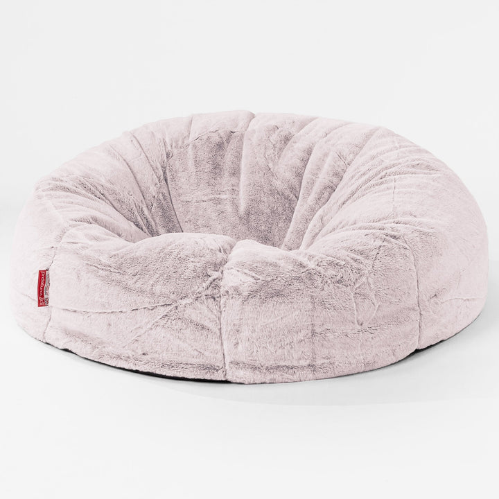 Classic Sofa Bean Bag - Faux Rabbit Fur Dusty Pink 01