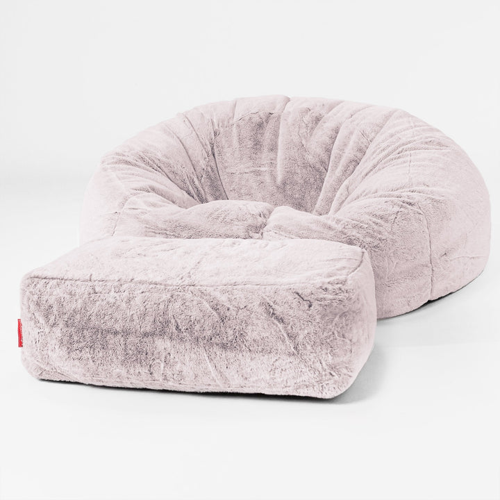 Classic Sofa Bean Bag - Faux Rabbit Fur Dusty Pink 02