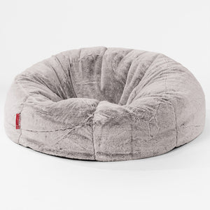 Classic Sofa Bean Bag - Fluffy Faux Fur Rabbit Light Grey
