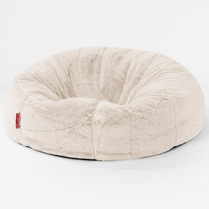 Classic Sofa Bean Bag - Faux Rabbit Fur White 01