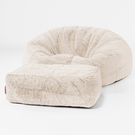 Classic Sofa Bean Bag - Faux Rabbit Fur White 02