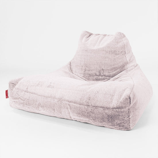 Mega Lounger Bean Bag - Faux Rabbit Fur Dusty Pink 01