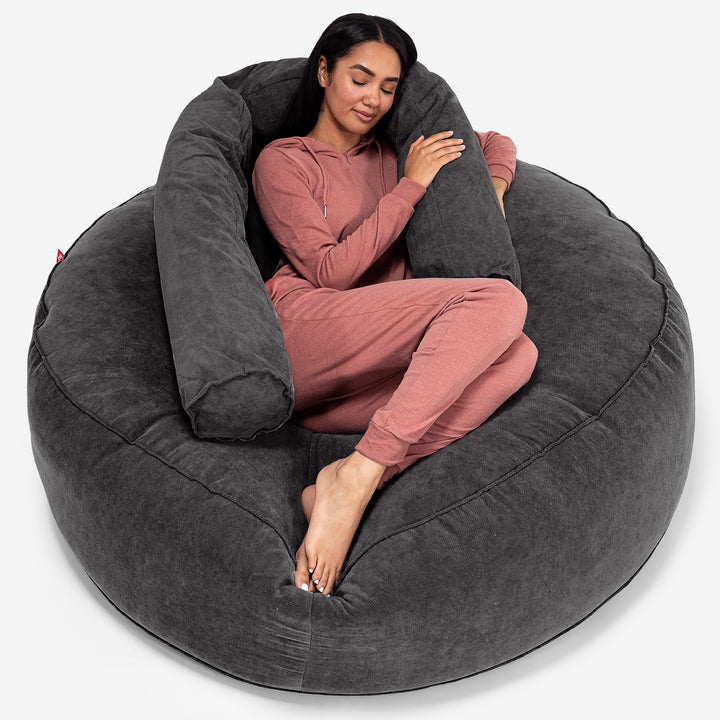 Mega Mammoth Bean Bag Sofa - Flock Graphite Grey 02