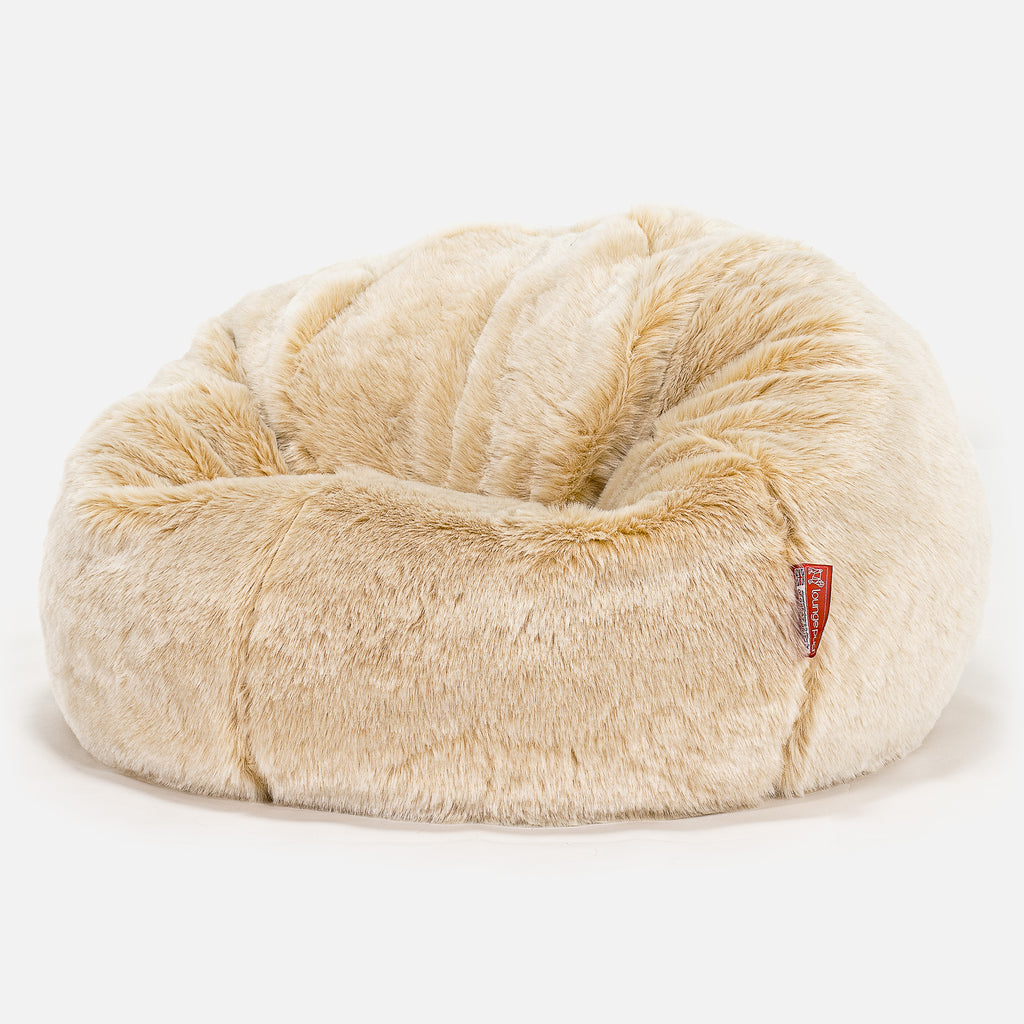 Classic Bean Bag Chair - Faux Fur Sheepskin White 01