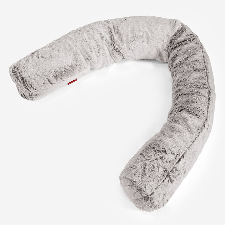 XXL Cuddle Cushion - Fluffy Faux Fur Rabbit Light Grey 01