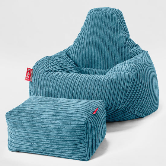 Teardrop Bean Bag Chair - Cord Aegean Blue 02